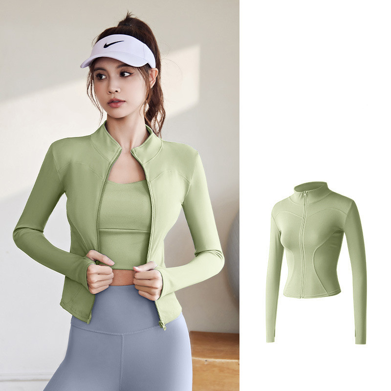 Title 7, Womens Stand Collar Elastic Slim Running Fitne...