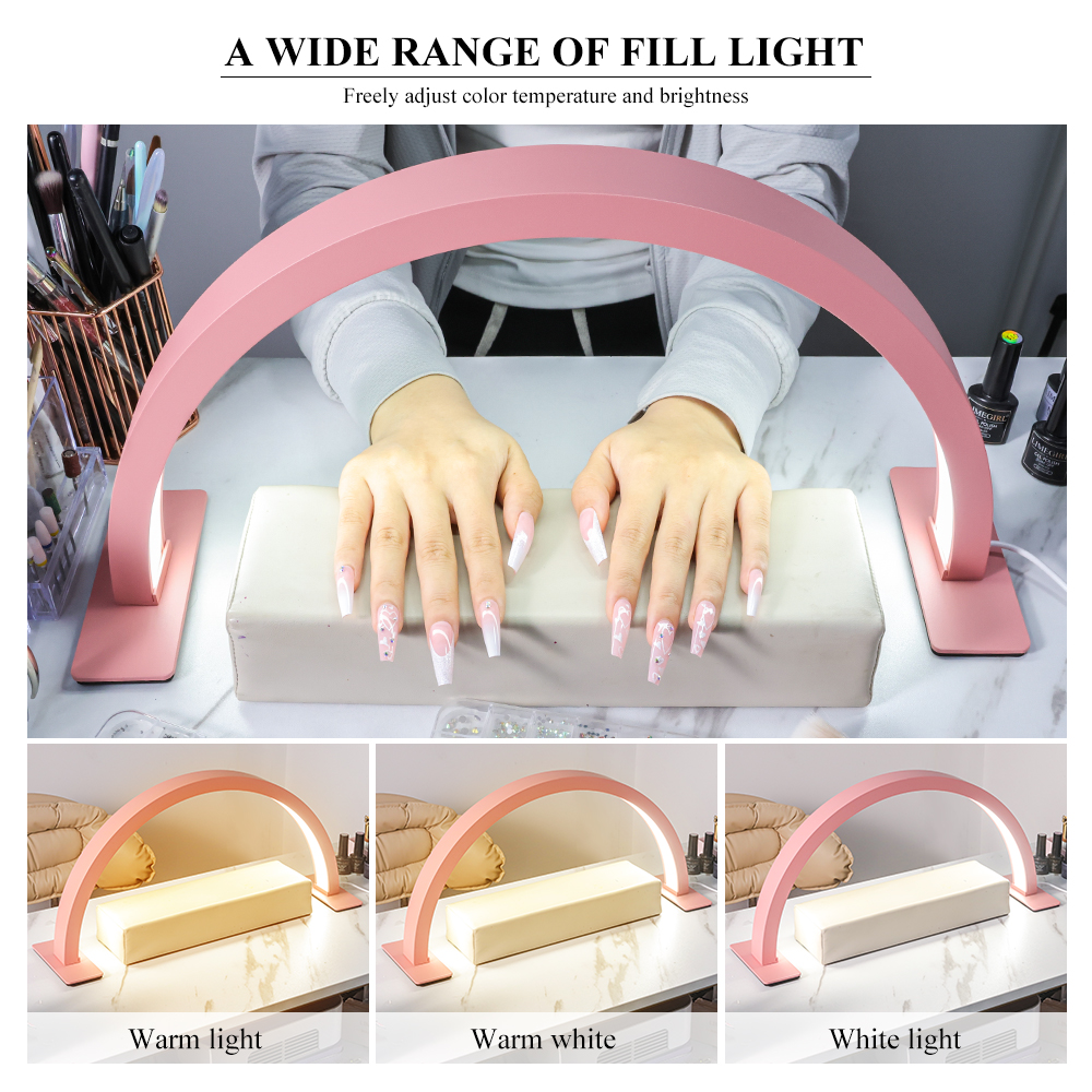 Half Moon Light For Nail Desk, 17inch Professional LED Light With 3 Color Temperatures & Dimmer, Multi-Purpose Lighting For Eyelash Extensions, Nail Art, Tattoos, Reading 6