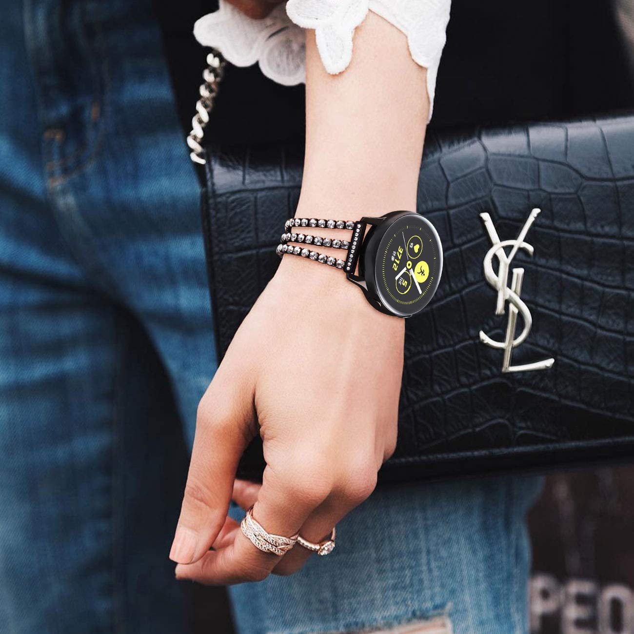 Title 9, Fashion Simple Three Chain Diamond Metal Strap