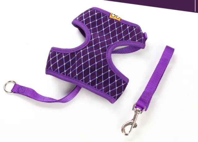 Dog Leash Breathable Mesh With Flash Diamond Nylon Pet Chest Back Leash Purple - Shop at LoveMi
