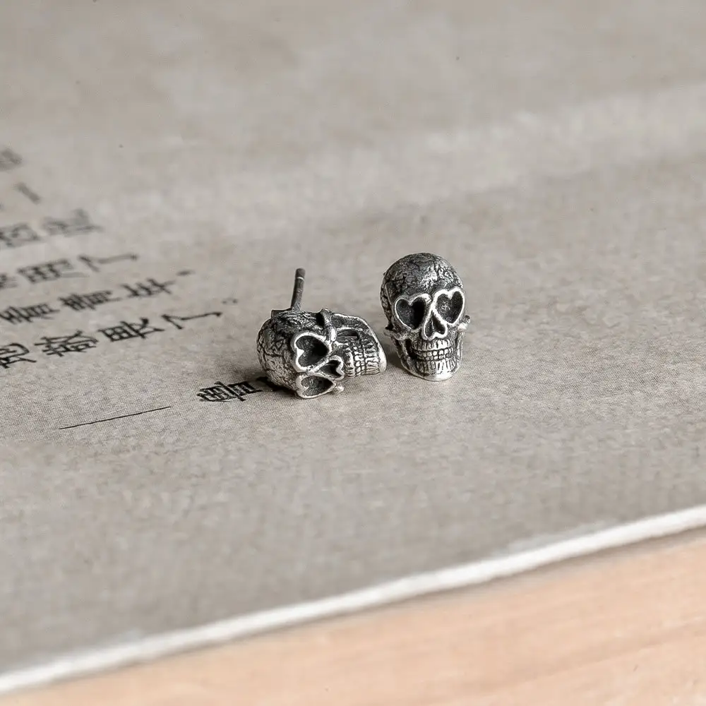 S925 Sterling Silver Skull Fashion Earrings