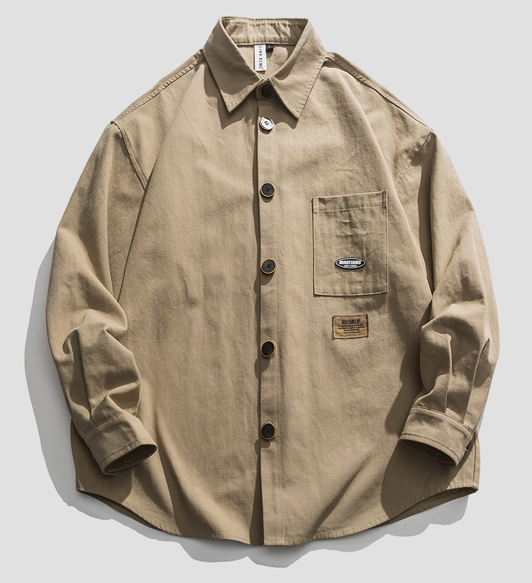 Street Loose All-match Thin Retro Tooling Long-sleeved Shirt