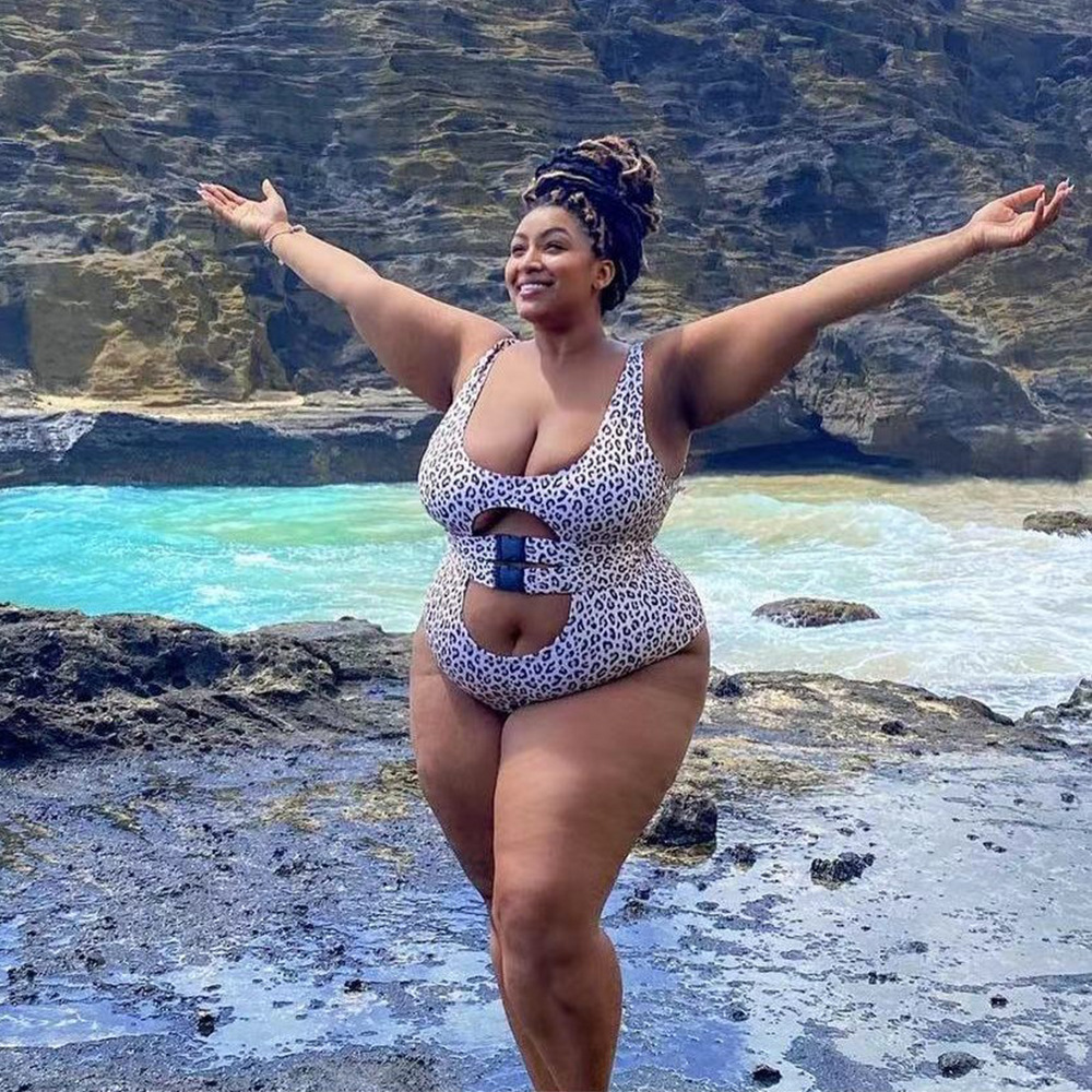 Leopard Bikini Fat Woman Beach Belt Swimsuit