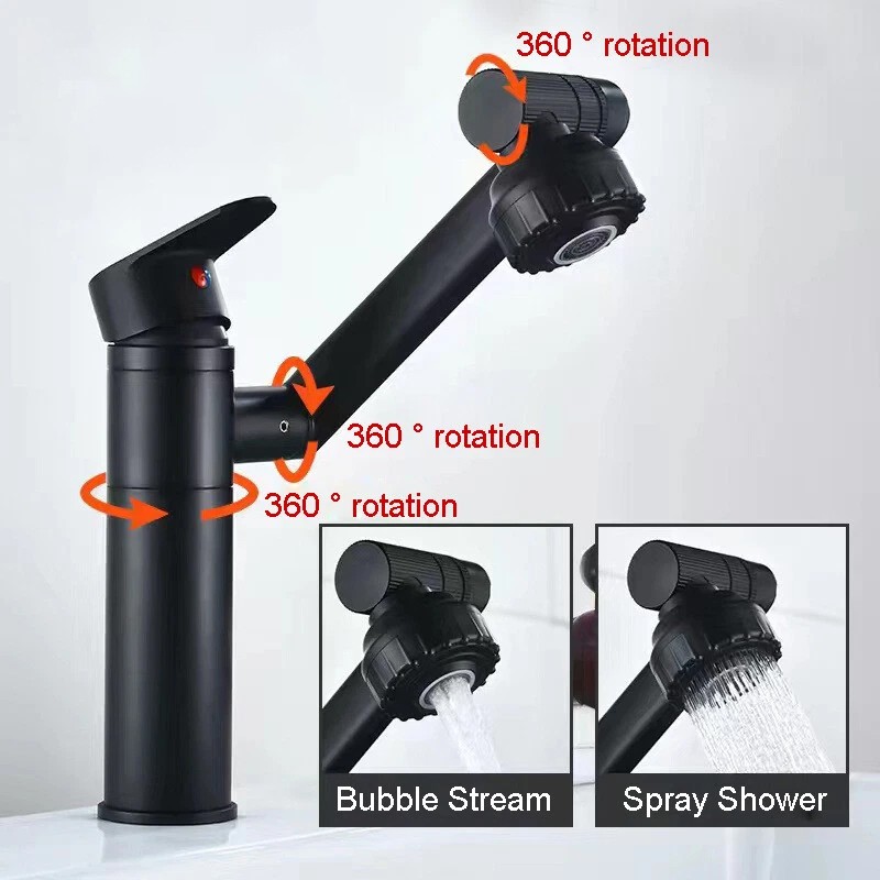 Bathroom Sink Tap Mixer 1080 Degree Rotatable Basin Taps Faucet — image 2