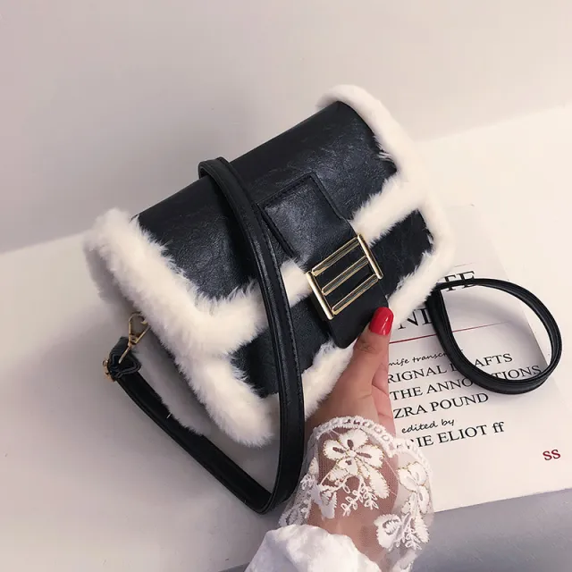 Autumn And Winter Lamb Hair Texture Small Bag Women Korean Version Of The New Fashion Black - Shop at LoveMi