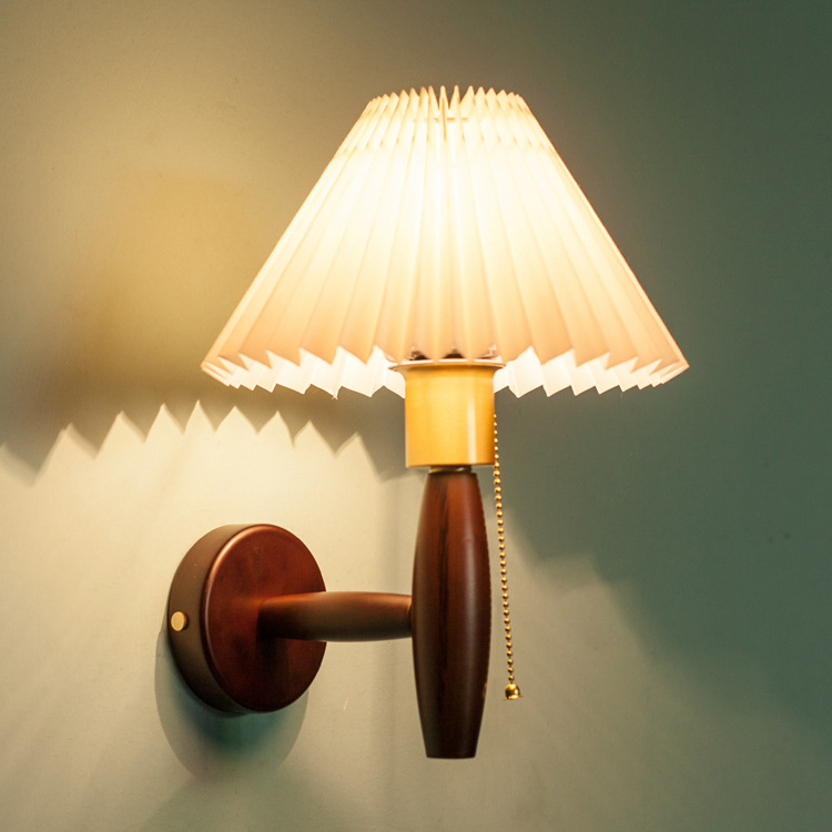 Title 2, Vintage Copper Bedside Wall Lamp Pleated