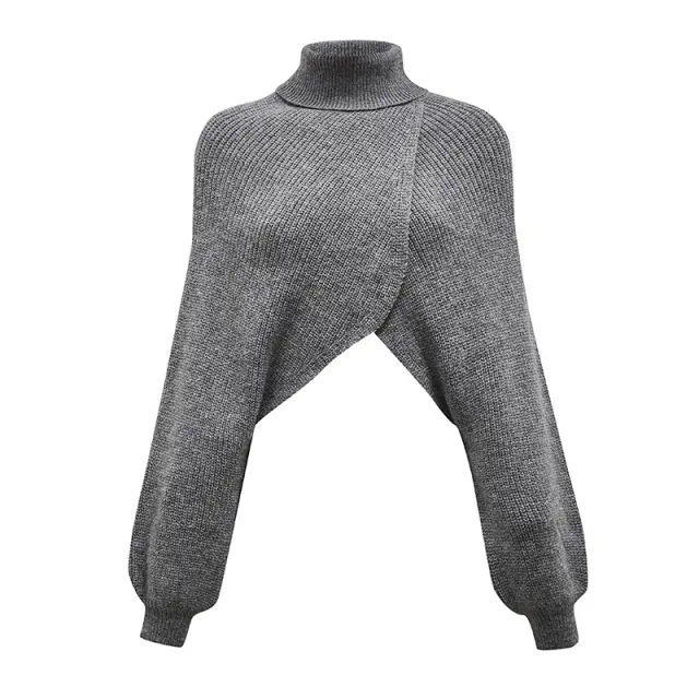 Women's European And American Solid Color Bat Sleeve Sweater Grey - Shop at LoveMi