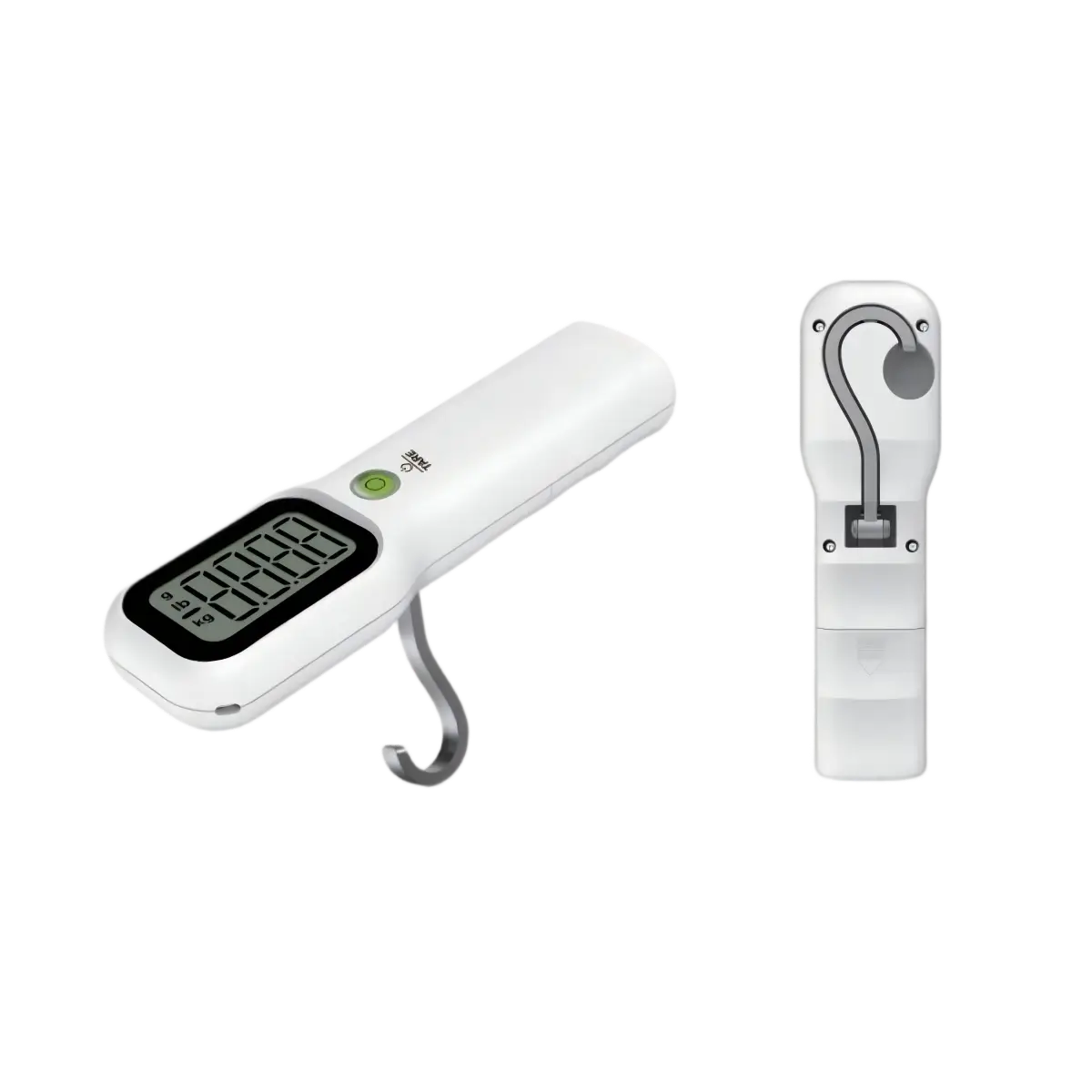 Portable Digital Luggage Scale With Retractable Hook, High-Precision Travel Suitcase Weight Scale With LCD Display, White