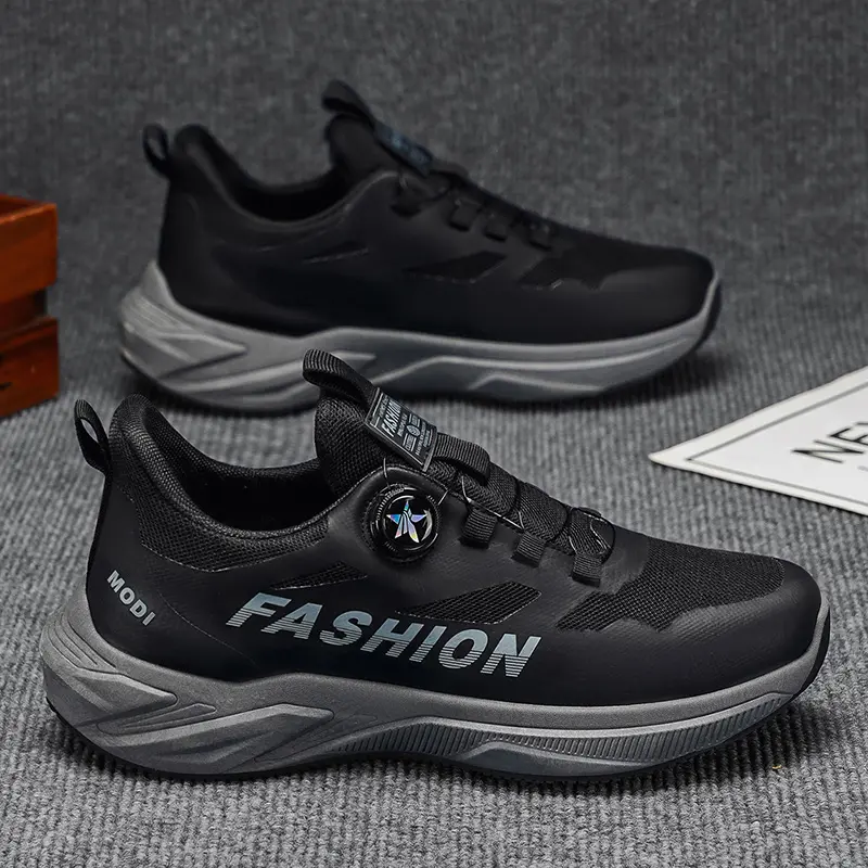 2026 New Summer Sports Shoes For Teen Boys, Rotating Buckle Ultra Light Shock Absorbing Soft Sole Casual Running Sneakers For Students