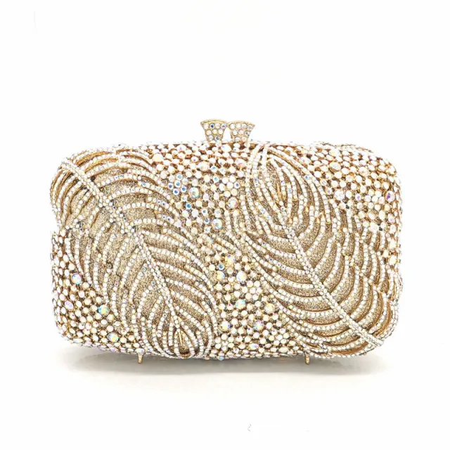 Diamond Cutout Leaf Evening Cheongsam Party Clutch Gold - Shop at LoveMi
