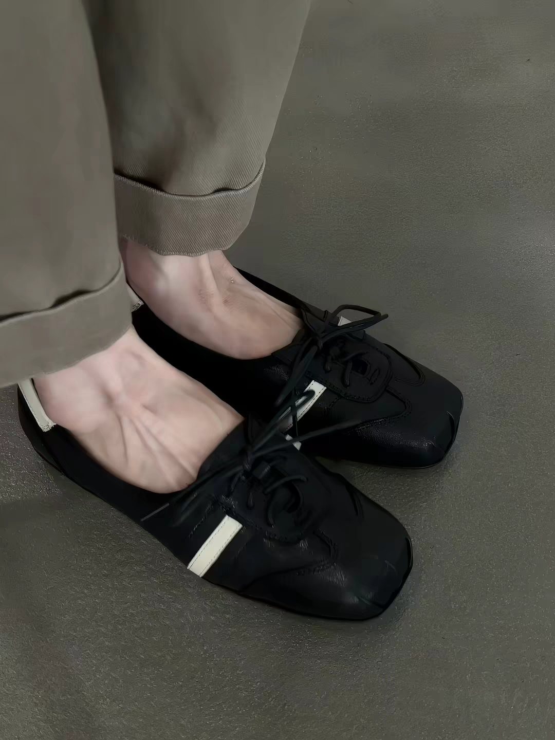 Square Toe Lace-Up Flats, picture 2 of 4