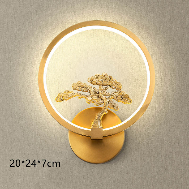 Light Luxury Background Wall Modern Zen Round Copper Wall Lamp - Image 4