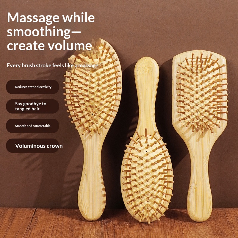Manufacturer Wholesale Bamboo Air Cushion Comb Scalp Massage Health Care Air Bag Comb Home Daily Use Smooth Hair Straight Hair Large Board Comb