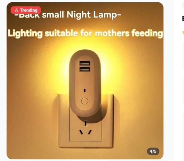 Remote Control LED Night Light Plug In Wall Light With Dual USB Charging Dimmable Lamp With Timer For Bedroom Nursery 3