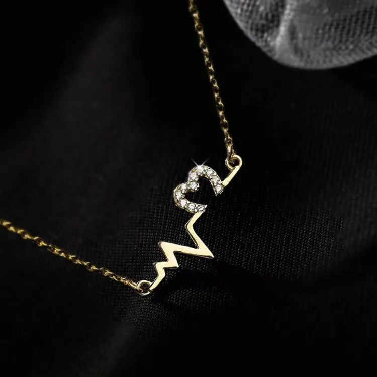 Women's Hollow ECG Shaped Heart Necklace Pendant