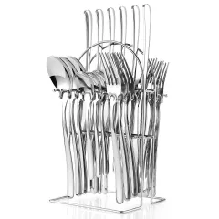 Stainless Steel Cutlery 24-piece Set Moonlight 666 West Cutlery Rack - Silver - View 1