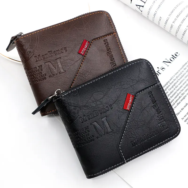 Men's Zipper Short Wallet Large Capacity Multiple