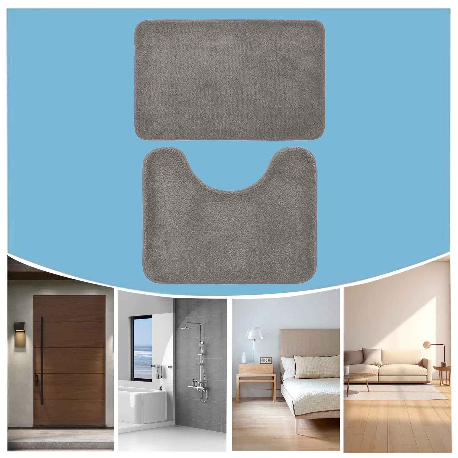 Two-piece Solid Color Bathroom Mat Set With Non-slip Backing - Ultra-absorbent Surface For Bathroom And Powder Room - Comfortable, Machine-washable Mat