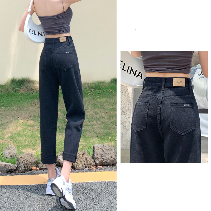 Autumn High waist Straight leg Harlan Radish Daddy Women's Pants Black - Shop at LoveMi