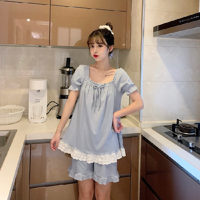 Women's Cotton Lace Short Sleeve Pajamas