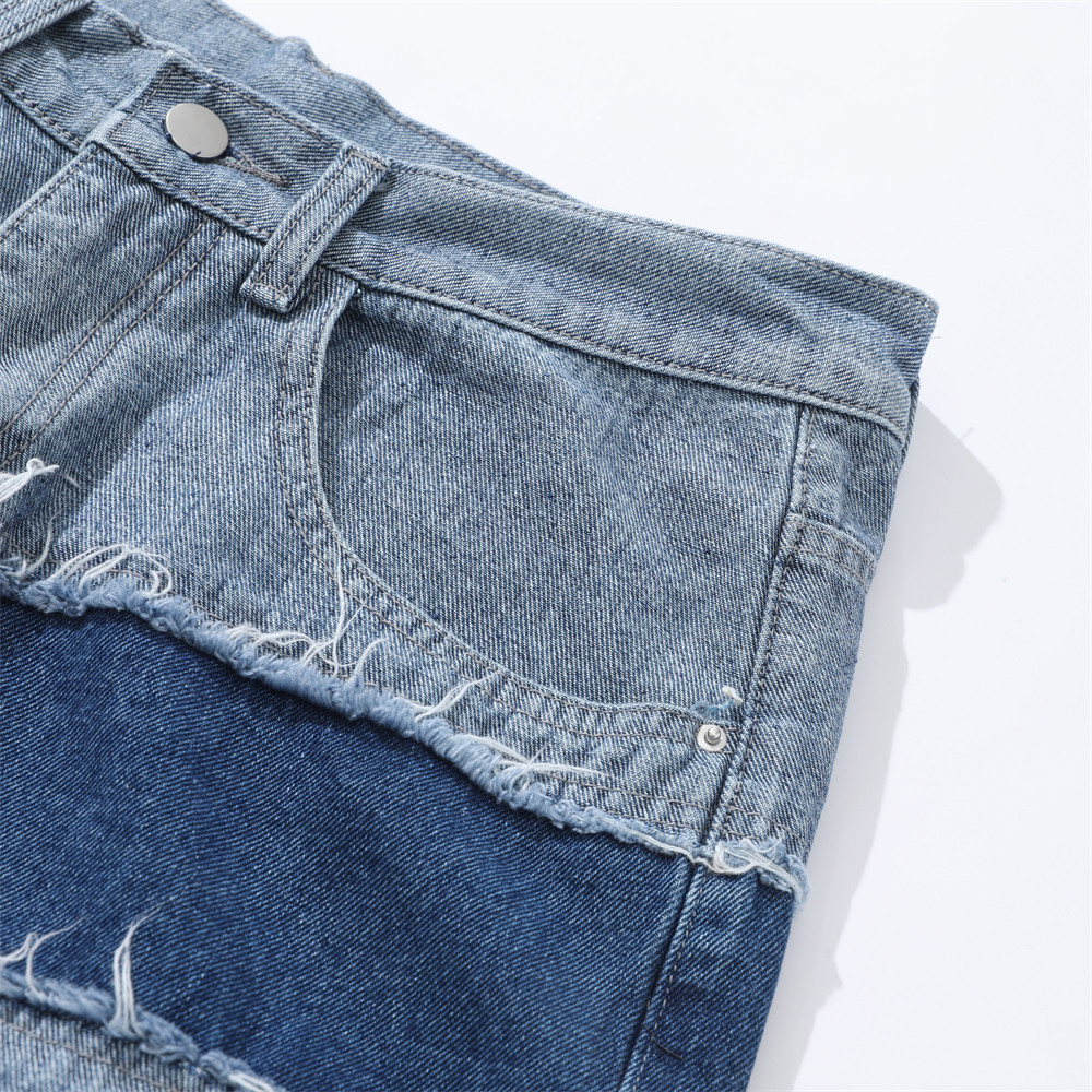 Men's Fashionable Color-blocking Denim Shorts