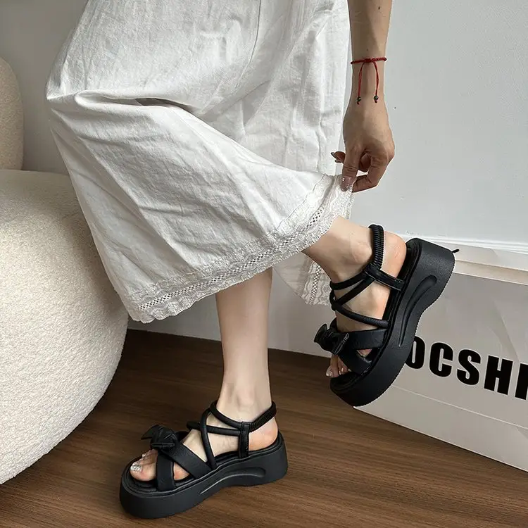 Women Summer New French Style Bow Platform
