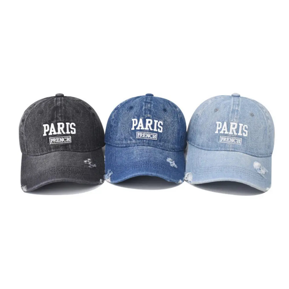 Single-color Multi-letter Embroidered Patchwork Distressed Washed Vintage Casual Baseball Cap, Suitable For Going Out For Entertainment And Shopping.