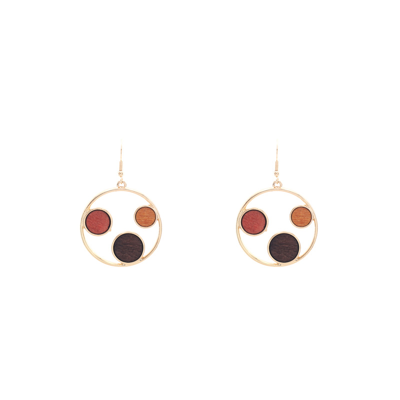 Hot Selling African Wood Earrings Geometric Round