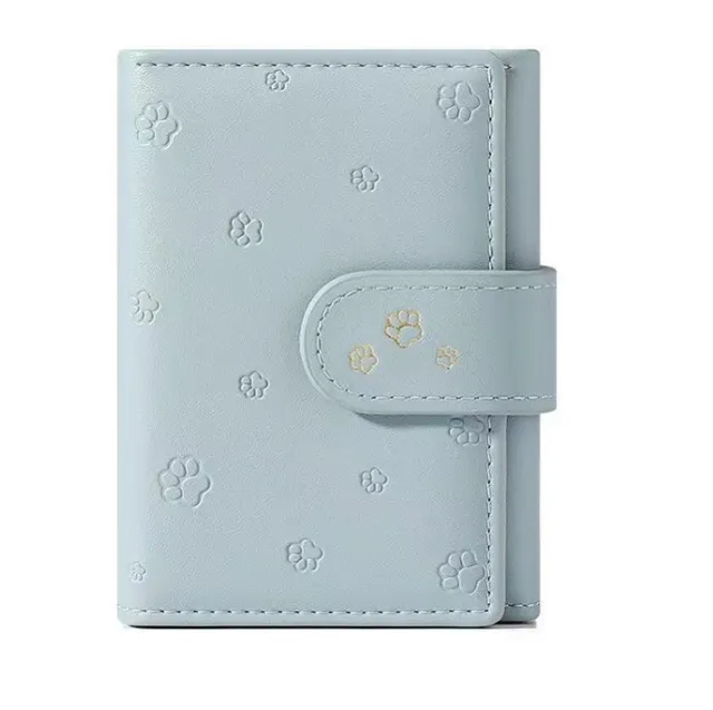 Fashion Small Paw Print Wallets Women Soft PU Leather Card Holder Purses Blue - Shop at LoveMi