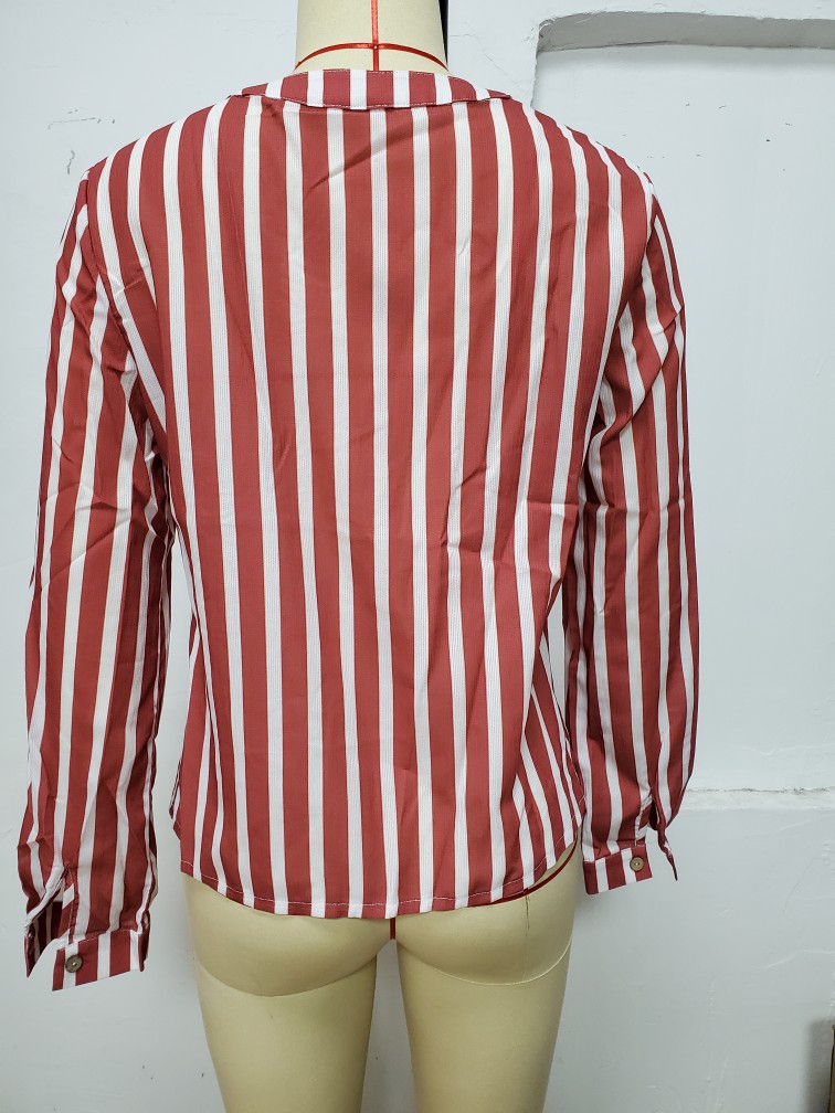 New Women's Striped Shirt Long Sleeve Top