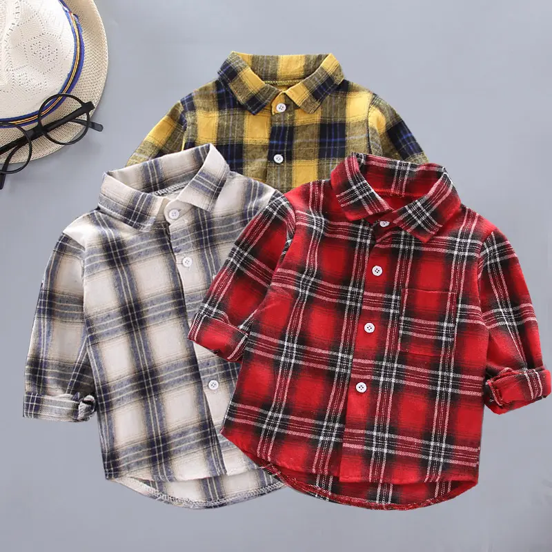 Boys And Girls Plaid Shirts Korean Style