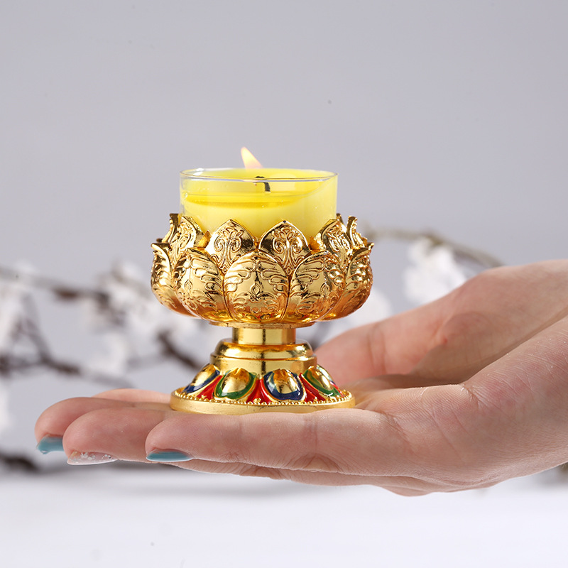 Title 7, Eight Auspicious Symbols Butter Lamp Holder Lot...