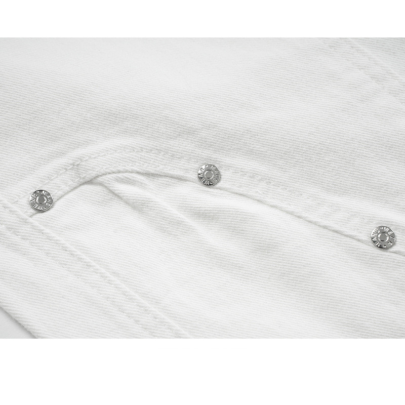 Unisex Black And White High Street Jeans