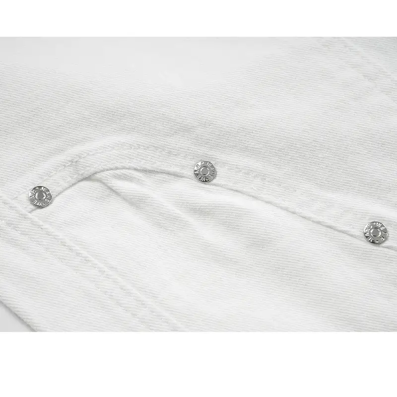 Unisex Black And White High Street Jeans