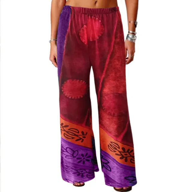 Vintage Printed Loose Wide leg Trousers Red - Shop at LoveMi