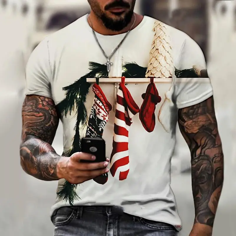 Christmas Men's 3D T-shirt Digital Print Short Sleeve