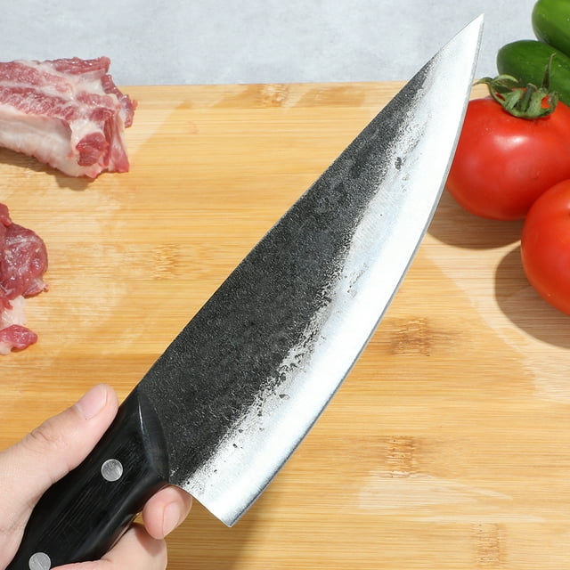 Japanese Meat Cleaver Knife - High Carbon Steel. EXQUISITE CRAFTSMANSHIP - Crafted with exquisite mastery, the butcher knife embodies the enduring spirit of artisanal craftsmanship. Our Japan knife is forged with the fiery embrace and rhythmic pounding, h