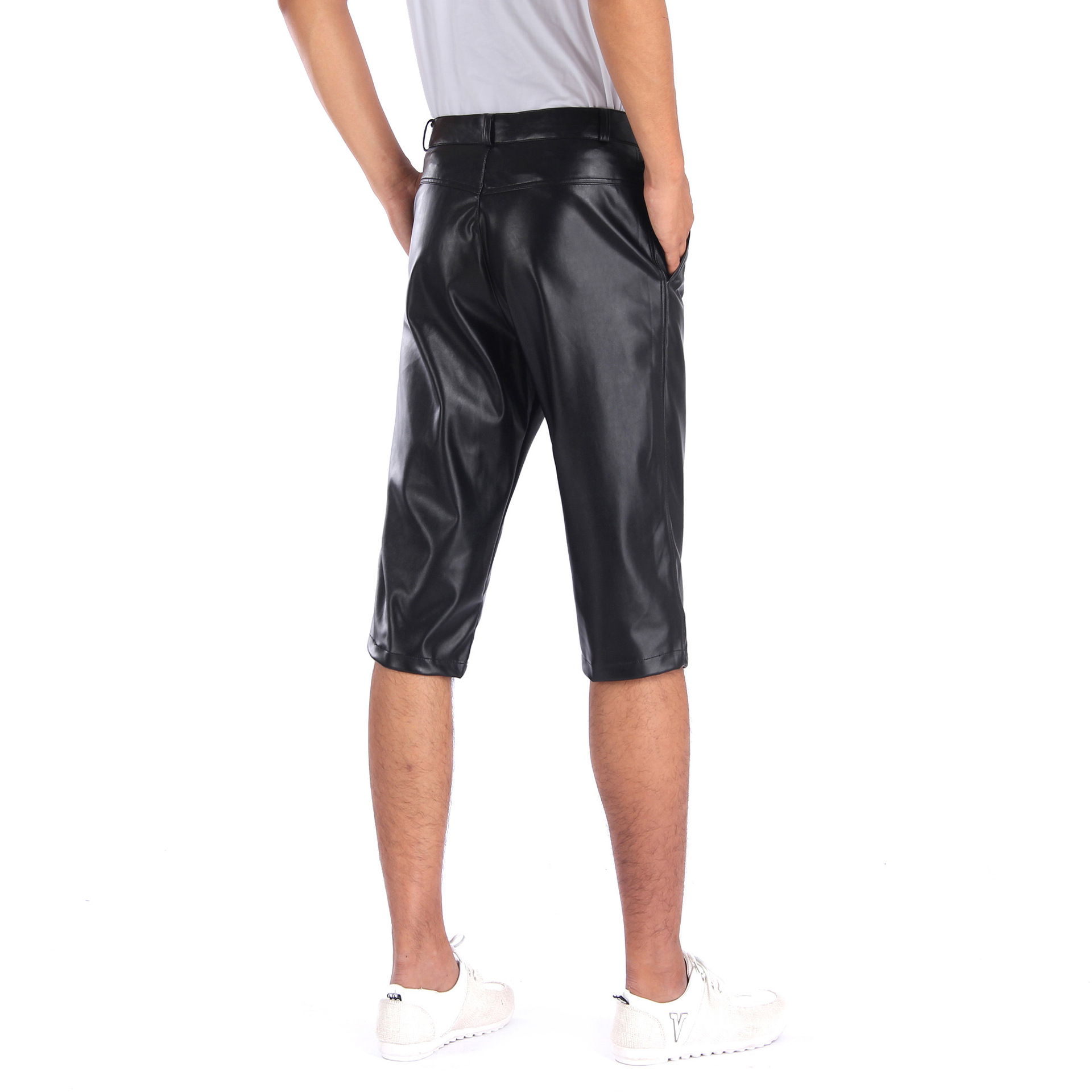 Title 3, Summer Stretch Lint-free Knitted Leather Shorts...