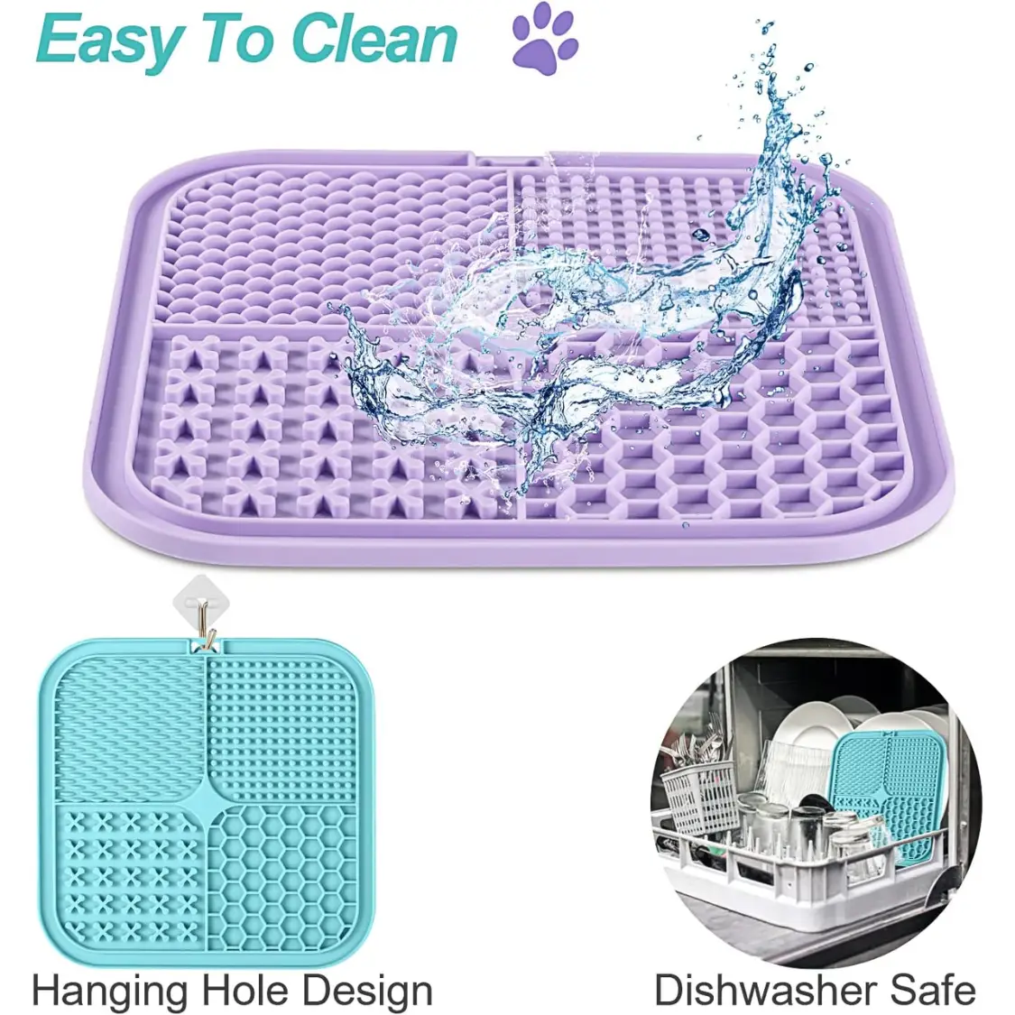 Lick Mat For Dogs Cats 2 Pack, Slow Feeder Licking Pad With Suction Cups For For Anxiety Relief And Boredom Reducer, Perfect For Bathing Grooming