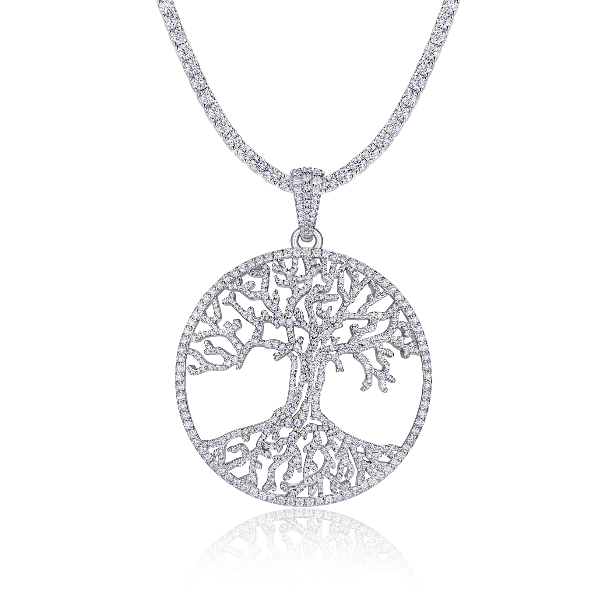 0.1ct Moissanite Necklace — Silver Platinum — 31412