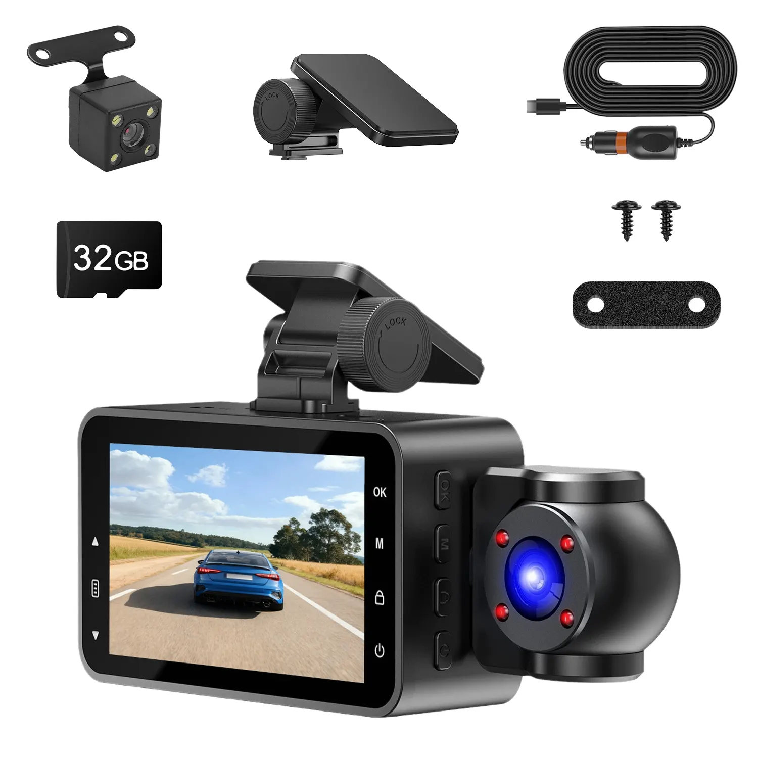 WiFi FHD 1080P 3 Channel Car Dash