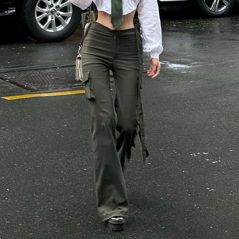 Women's Fashion Solid Color Straight Loose-fitting Casual Pants