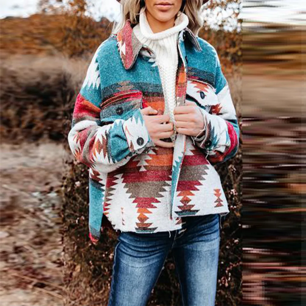 Autumn And Winter New Retro Ethnic Geometry - Red