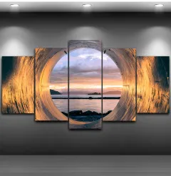Poster Art Painting Home Decor Sunset Tube Seascape Frame Living Room Canvas - As Shown - View 1