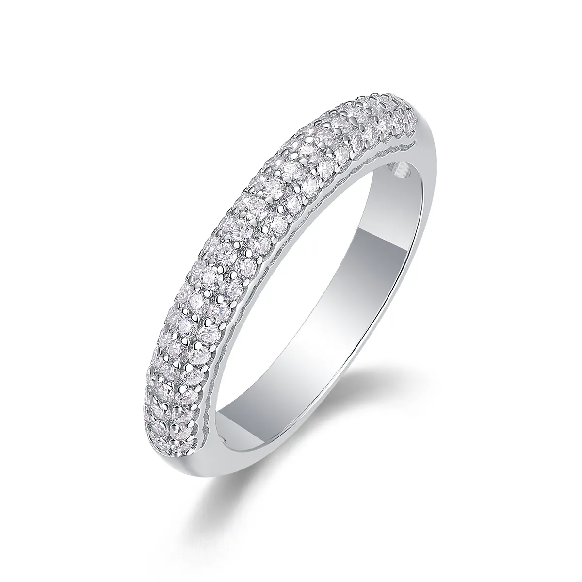 S925 Silver 3.3g Platinum Plated Moissanite Ring