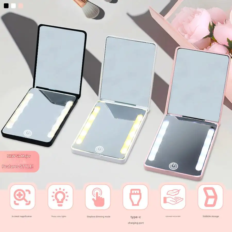 Compact Double-Sided Folding Makeup Mirror Handheld Portable