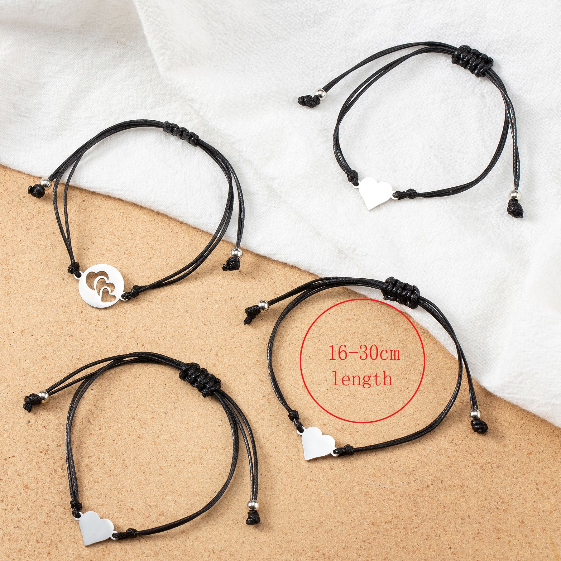 Mother's Day Personality Stainless Steel Hollow Card Bracelet Set Of 4