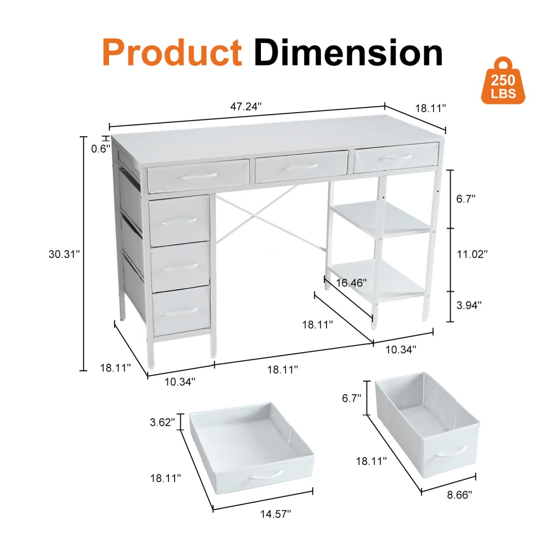 55-inch Computer Desk With 6 Drawers image 32