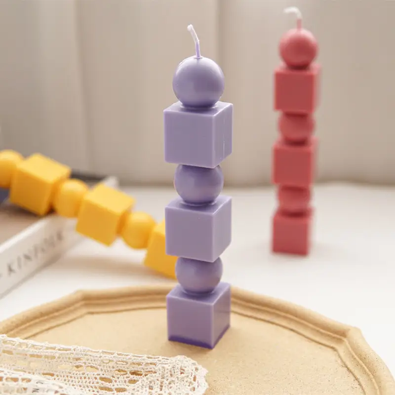 Geometric Columnar Cylinder Stack Candle Mold