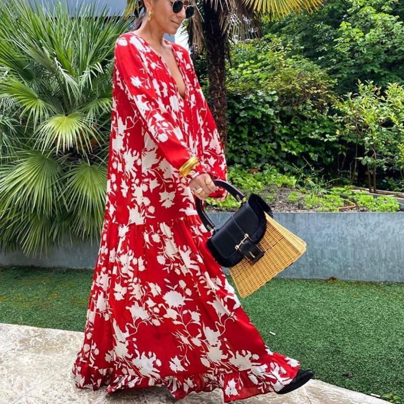 United States Women's Long Sleeved Large Swing Fashion Casual Dress